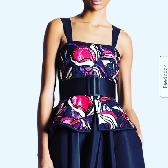 Naeem Khan floral embroidered floral faille top NWT size 14 - Picture 4 of 7